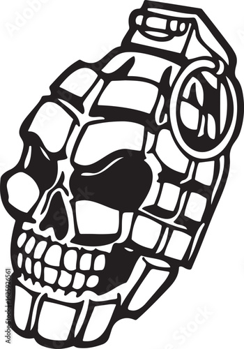 Vector art of skull grenade vector illustration isolated on white background