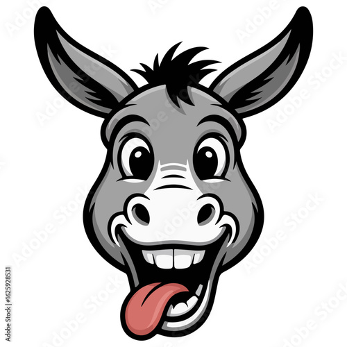 Cheerful donkey with its tongue sticking out Transparent png isolated vector