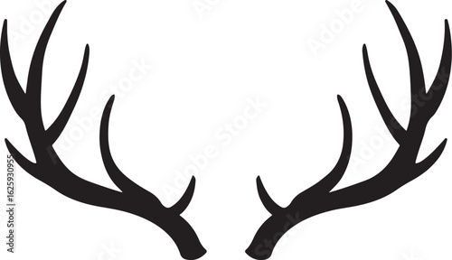 Vector art of deer antlers isolated on white background, a beautiful wildlife decoration