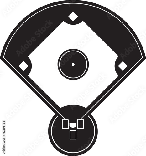 Vector art of overhead view of a baseball field isolated on white background