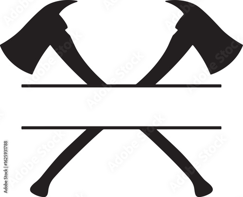 Vector art of crossed axes firefighter emblem isolated on white background