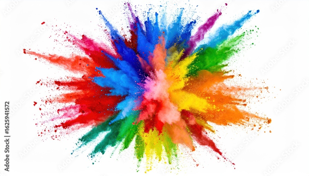 Fototapeta premium Colorful powder explosion on white