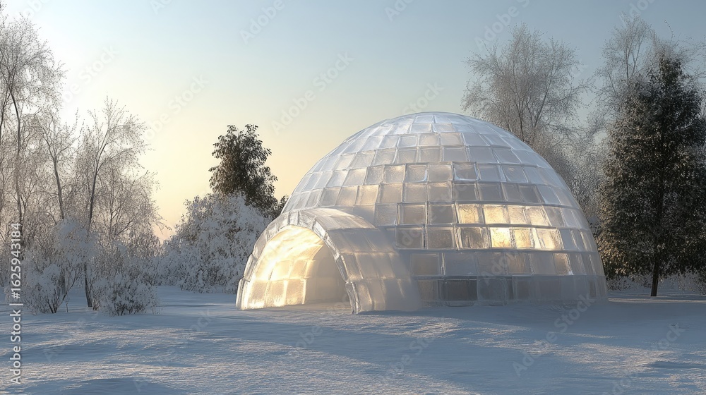 Fototapeta premium Transparent Igloo in Winter Wonderland