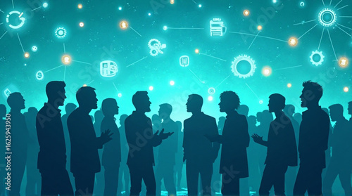 Business People Networking in Digital Global Technology Network Background