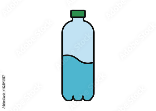 Half-full water bottle Vector Illustration, Half-full water bottle Icon