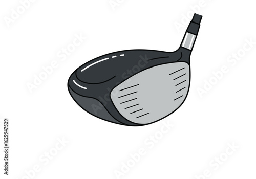 A simple vector illustration of a modern golf driver club head on a white background.