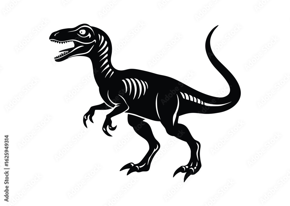 Obraz premium Dinosaur silhouette black vector white background