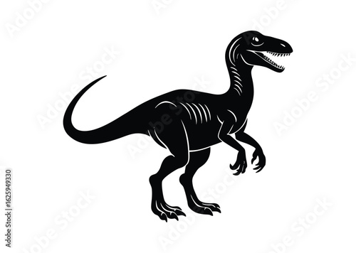 Dinosaur silhouette black vector white background