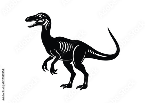 Dinosaur silhouette black vector white background