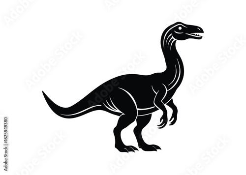 Dinosaur silhouette black vector white background