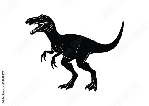 Dinosaur silhouette black vector white background