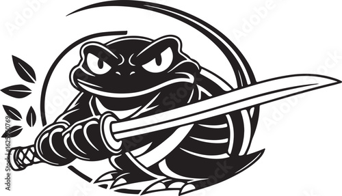 Samurai Frog Sticker with Katana Blade