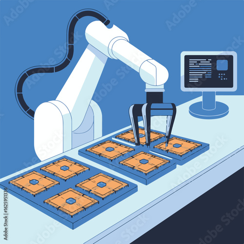 AI manages the delivery of goods from an online store using autonomous robots. Automated delivery, logistics using wheeled vehicles . A cyborg hand loads a package into the back of a delivery robot.