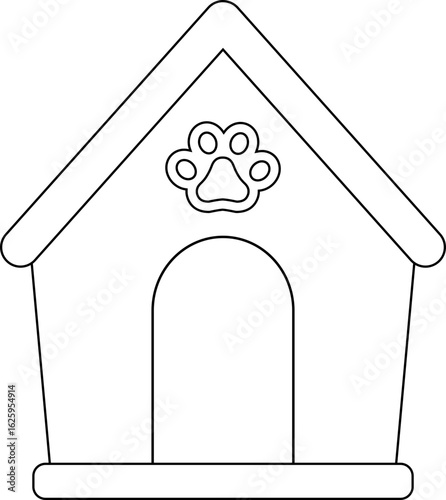 Cute doghouse coloring page. 
Dog House for Pet  outline vector isolated.
Transparent background. svg.
