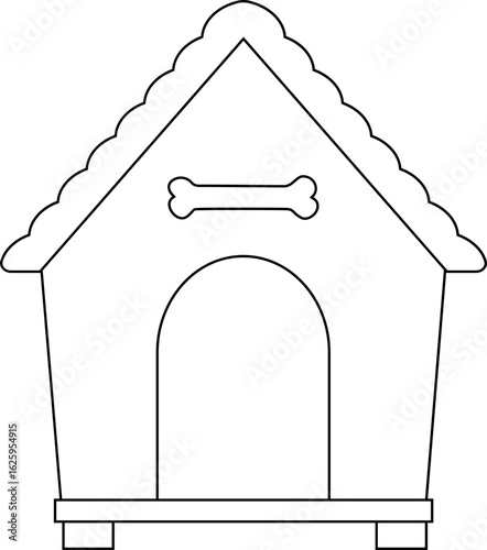 Cute doghouse coloring page. 
Dog House for Pet  outline vector isolated.
Transparent background. svg.