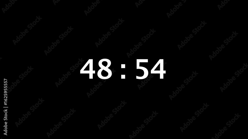 From 49 to 48 Minute Countdown Timer with White Numerals on Black Screen From 49 to 48 Minute Countdown Timer with White Numerals on Black Screen