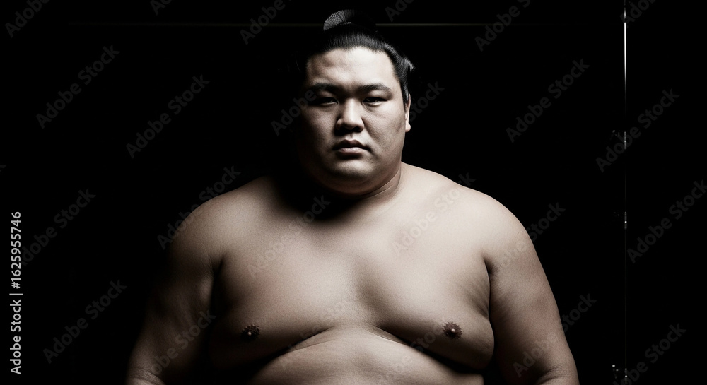 Sumo wrestler on a dark background. Sumo wrestler on a dark background.