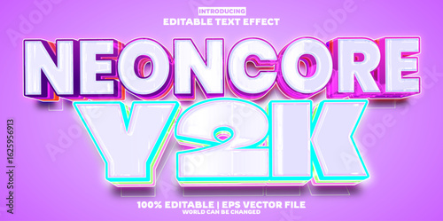 Neoncore y2k editable text effect in new modern trend style