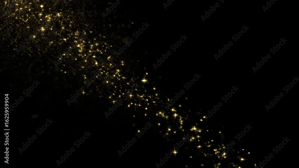 Radiant gold particles elegantly flowing on a black background Radiant gold particles elegantly flowing on a black background