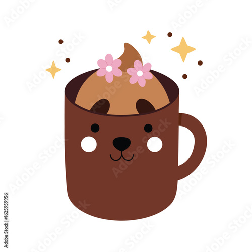 Cup of cocoa with constellation marshmallows and stars vector art illustration