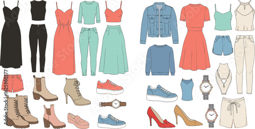 Women's fashion collection, trendy styles, modern clothing, stylish accessories, seasonal outfits, wardrobe essentials, versatile wear, chic looks, elegance, variety