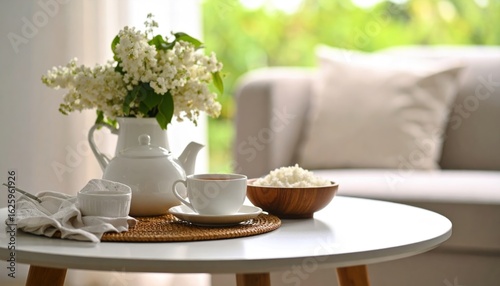 Wallpaper Mural Cozy morning tea with flowers Torontodigital.ca