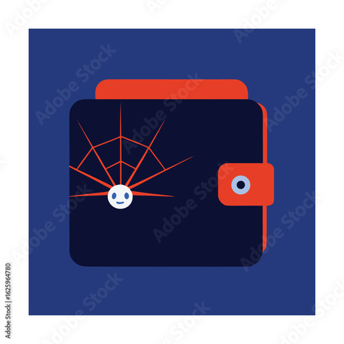 Recession themed minimalist wallet with spider web design vector art illustration