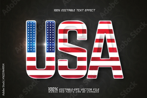 usa united state of america flag in text editable text effect	
