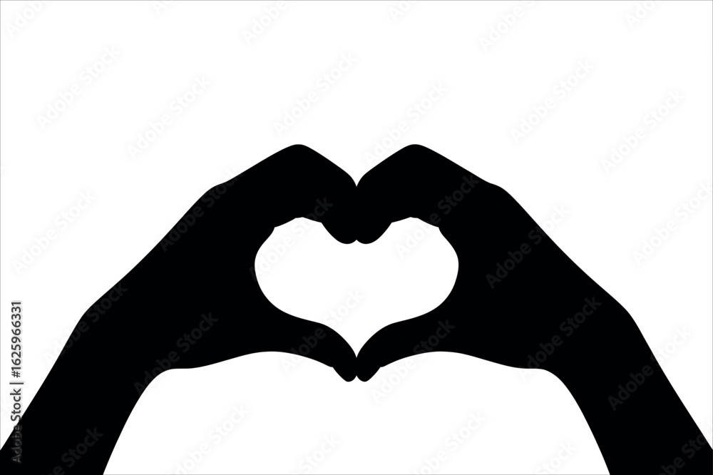 Fototapeta premium Black heart shape formed by hands love symbol