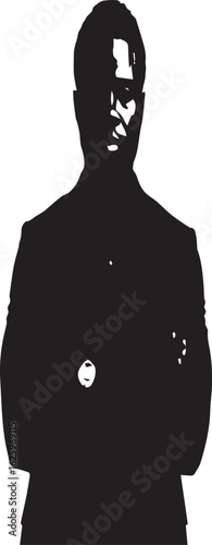 Silhouette of Man in Suit with Glasses – Vector Illustration of Stylish Professional Male in Confident Pose