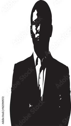 Silhouette of Man in Suit with Glasses – Vector Illustration of Stylish Professional Male in Confident Pose
