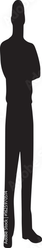 Minimalist Male Silhouette Standing with Arms Crossed – Full Body Vector Outline of a Man in Confident Pose