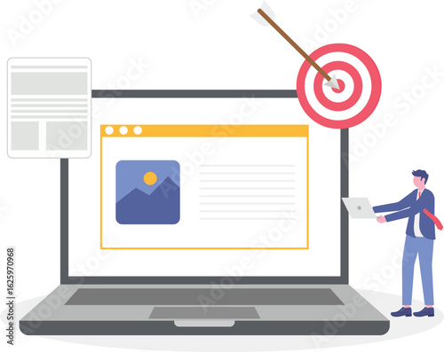 Flat digital marketing social media and data analysis concept.
