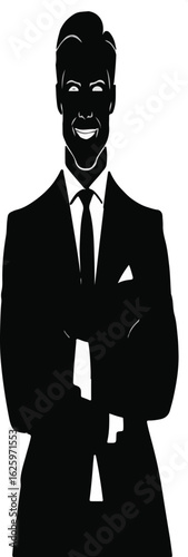 Stylish Businessman Silhouette in Suit and Tie – Confident Professional Male Vector Illustration