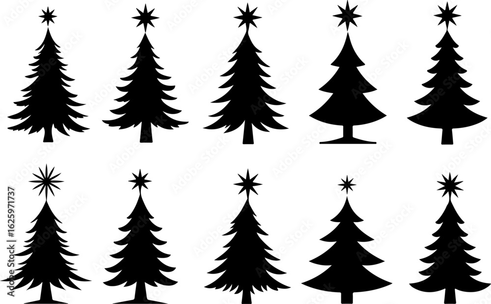 Obraz premium Christmas Tree holiday, pine tree, festive Vector Bundle