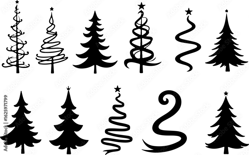 Obraz premium Christmas Tree holiday, pine tree, festive Vector Bundle