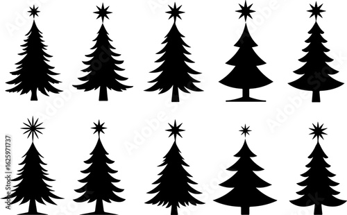 Christmas Tree holiday, pine tree, festive Vector Bundle