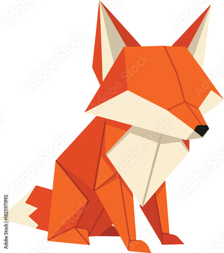 Origami Fox Vector on White Background