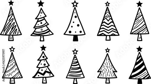 Christmas Tree holiday, pine tree, festive Vector Bundle