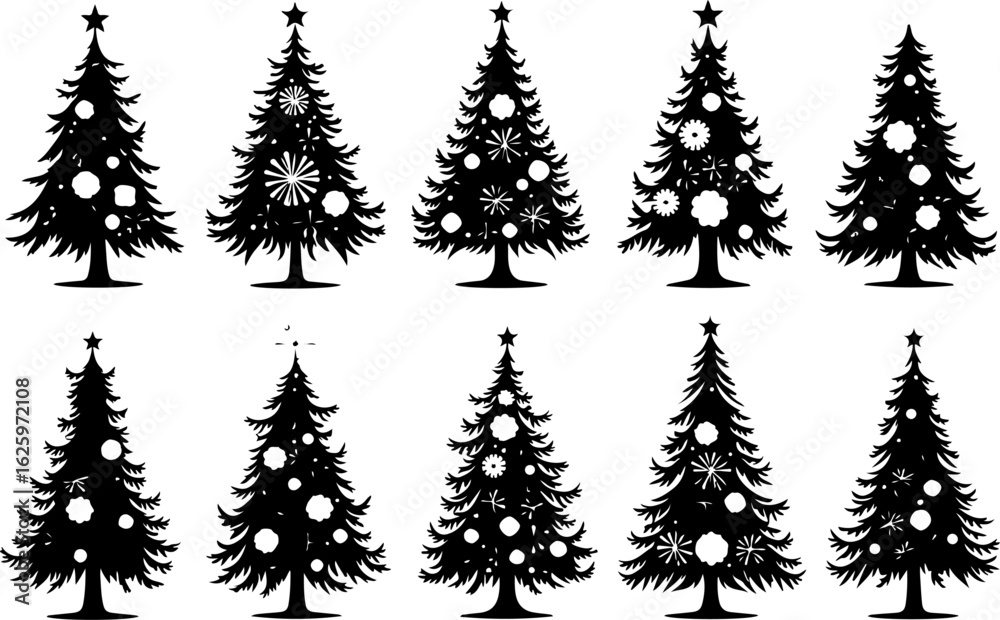 Fototapeta premium Christmas Tree holiday, pine tree, festive Vector Bundle