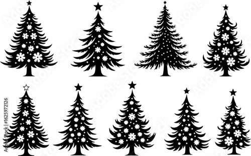 Christmas Tree holiday, pine tree, festive Vector Bundle