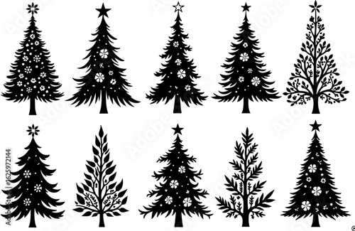 Christmas Tree holiday, pine tree, festive Vector Bundle
