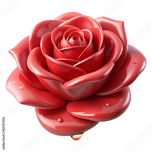 red rose isolated on white background 3D