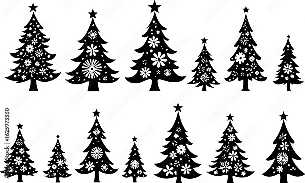 Obraz premium Christmas Tree holiday, pine tree, festive Vector Bundle
