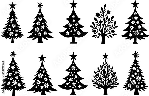 Christmas Tree holiday, pine tree, festive Vector Bundle