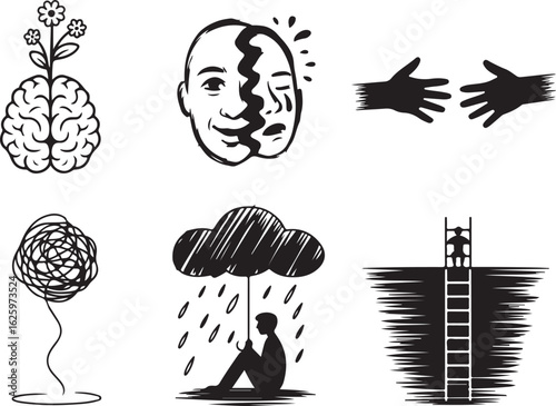 Overcoming challenges, mental health, seeking help, and growth concepts