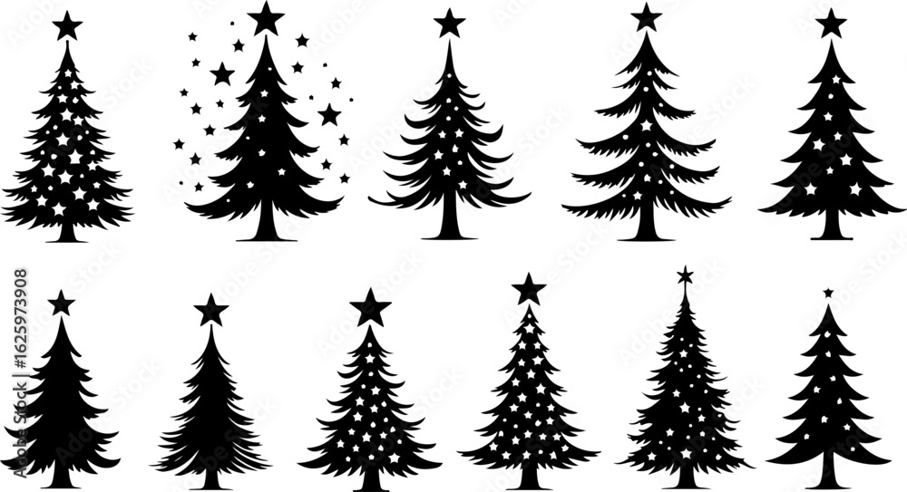 Obraz premium Christmas Tree holiday, pine tree, festive Vector Bundle