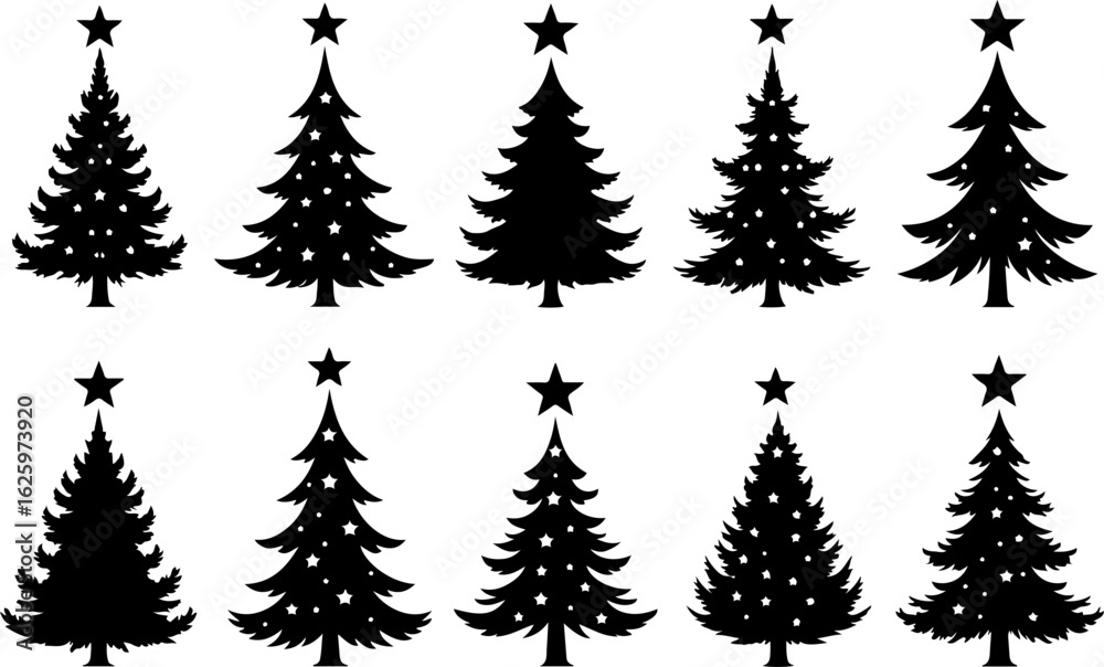 Obraz premium Christmas Tree holiday, pine tree, festive Vector Bundle