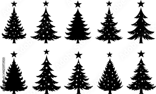Christmas Tree holiday, pine tree, festive Vector Bundle