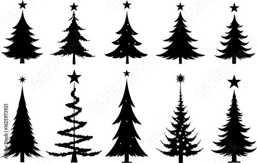 Christmas Tree holiday, pine tree, festive Vector Bundle